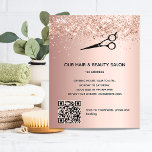 Schönheitssalon Rose Gold Glitzer Preis QR-Code Flyer<br><div class="desc">Ein goldener Hintergrund der Rose,  mit Glitzer-Glitzern und einer schwarzen Schere. Auf der Vorderseite: Der Text: Preisliste. Personalisieren Sie Ihren Namen und Ihre Adresse und fügen Sie diese hinzu. Erstellen Sie Ihren eigenen QR-Code,  indem Sie Ihre URL zu Ihrer Website oder zu Ihrem Social-Media-Konto hinzufügen. Zurück: Ihr Text,  Preise.</div>