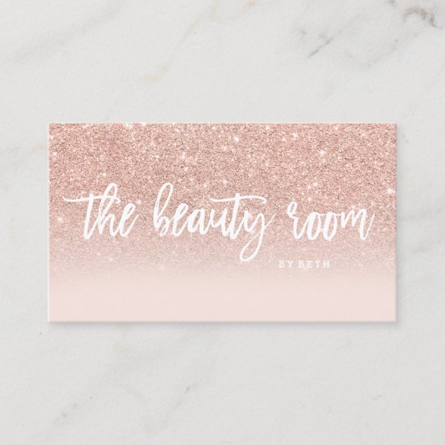 Schönheitssalon Typografie Rose Gold Glitzer rot Visitenkarte (Vorderseite)