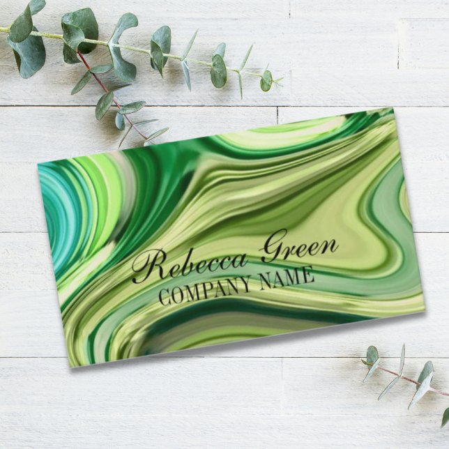 Schönheitssalon WELLNESS-CENTER abstrakte Limetten Visitenkarte (beauty salon SPA abstract lime green watercolor Business Card)