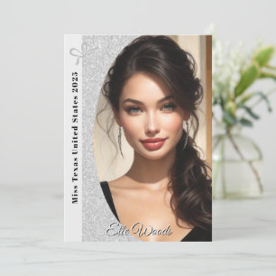 Schönheitswettbewerb Autogrammkarten Silber Glitte Einladung