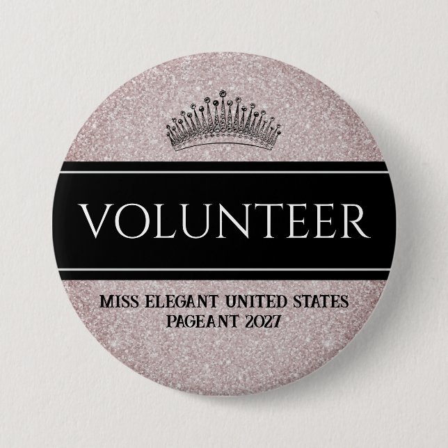 Schönheitswettbewerb-Button-Pin Glitter-Sash-Freiw Button (Vorderseite)