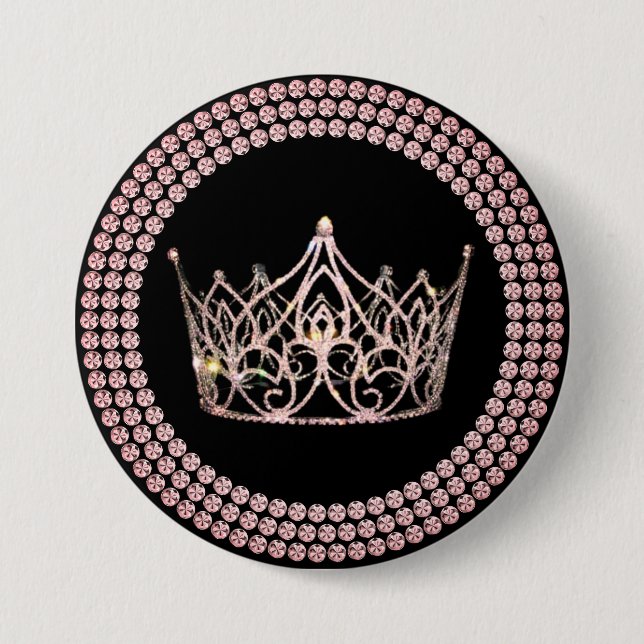Schönheitswettbewerb-Kronen-Button - Rose Gold Gla Button (Vorderseite)