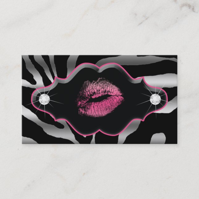 Schönheittierzebra-Rosa-Lippensilberne Diamanten 2 Visitenkarte (Vorderseite)