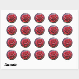 SCHÖNSTE ROTE ROSE RUNDER AUFKLEBER