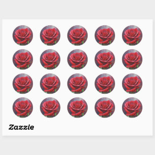 SCHÖNSTE ROTE ROSE RUNDER AUFKLEBER