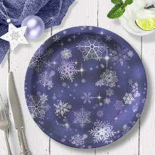 Schönstes Schneeflockenmuster Violett ID846 Pappteller