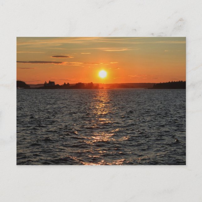 'Schoodic Sunset with Island Lighthouse' Postkarte (Vorderseite)
