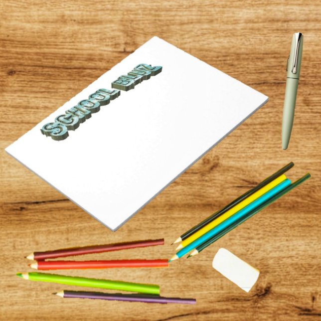 School Bluz-3D Notizblock (This notepad has the School Bluz-3D design on every page!)