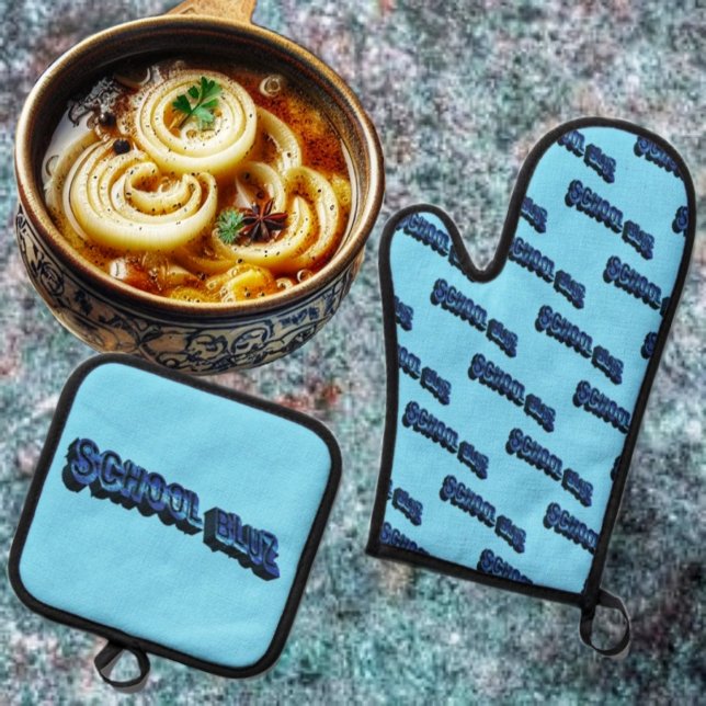 School Bluz-3DII Ofenhandschuh & Topflappen-Set (This School Bluz-3DII Oven Mitt & Potholder Set, prepares you for the many meals, ahead!)