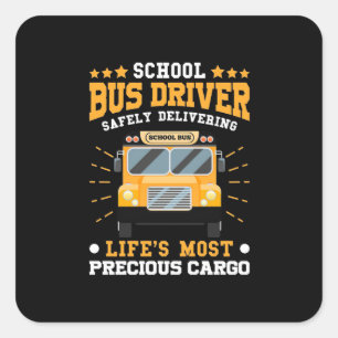 School Bus Driver Safely Delivering Quadratischer Aufkleber