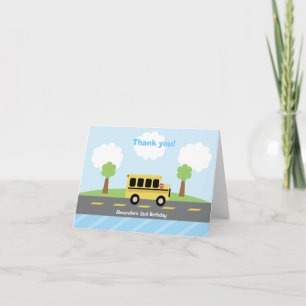 School Bus Town Birthday Thank you Card Dankeskarte