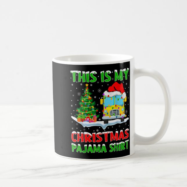 School Bus Xmas Tree Lights This Is My Christmas P Kaffeetasse (Rechts)