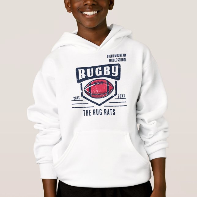 School Club Team League Name Year Rugby Hoodie (Vorderseite)