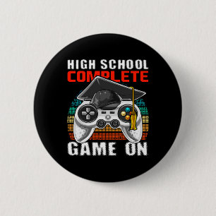School Complete Video Game Senior Abschluss Gift Button