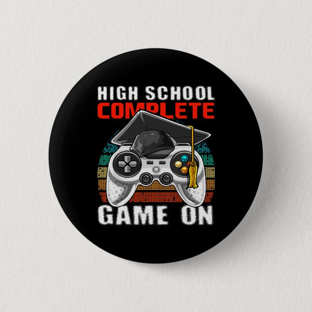 School Complete Video Game Senior Abschluss Gift Button (Vorderseite)
