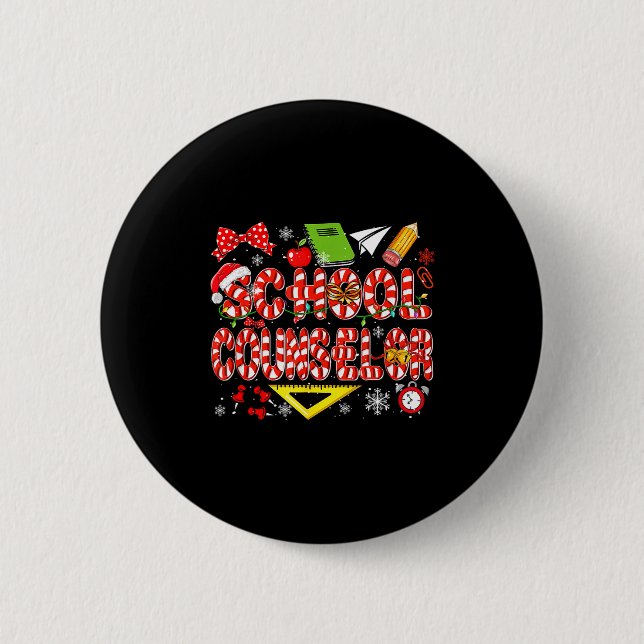 School Counselor Christmas Candy Canes Lover Funny Button (Vorderseite)