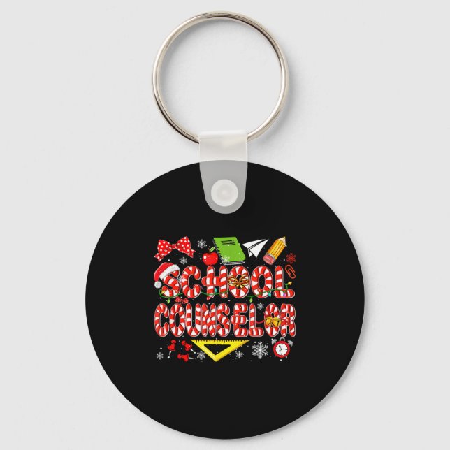 School Counselor Christmas Candy Canes Lover Funny Schlüsselanhänger (Vorderseite)