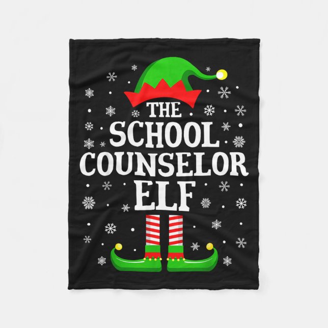School Counselor Elf Funny Christmas Family Matchi Fleecedecke (Vorderseite)