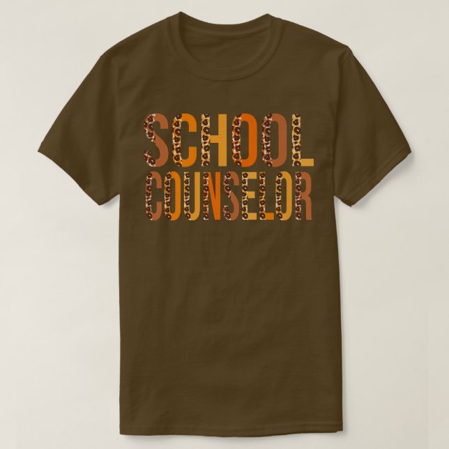 School Counselor leopard Cute Fall Autumn Thanksgi T-Shirt (Design vorne)