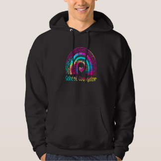 School Counselor Teacher  Rainbow Tie Dye First Da Hoodie