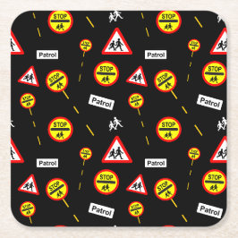 School Crossing Patrol Lollipop Road Signs Rechteckiger Pappuntersetzer