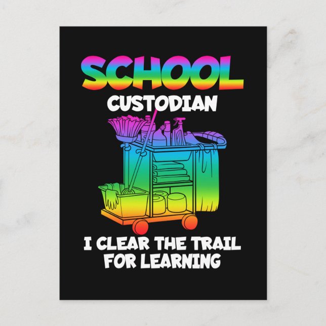 School Custodian Colorful Janitor Caretaker Postkarte (Vorderseite)