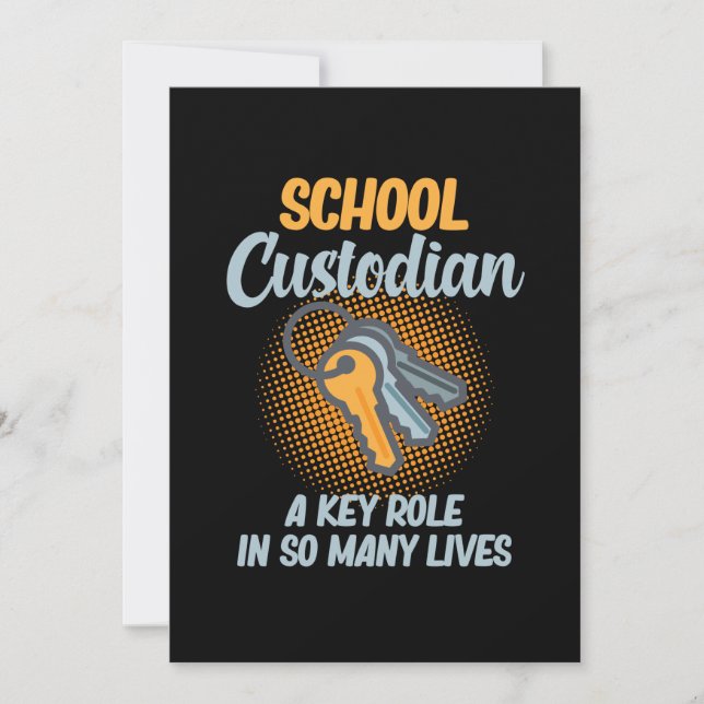 School Custodian Key Role In Lives Caretaker Janit Dankeskarte (Vorderseite)