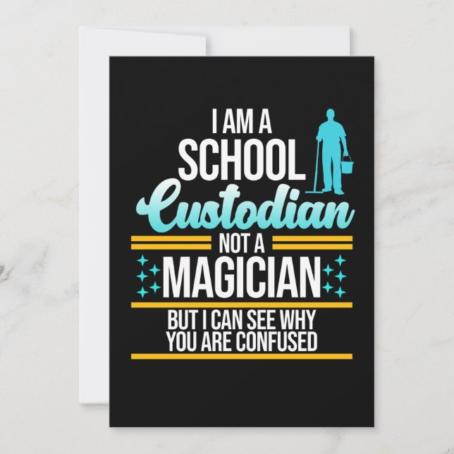 School Custodian Magician Caretaker Janitor Graphi Dankeskarte (Vorderseite)