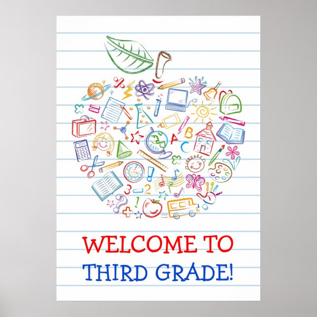 School Doodles Lehrer Apple Poster (Vorne)