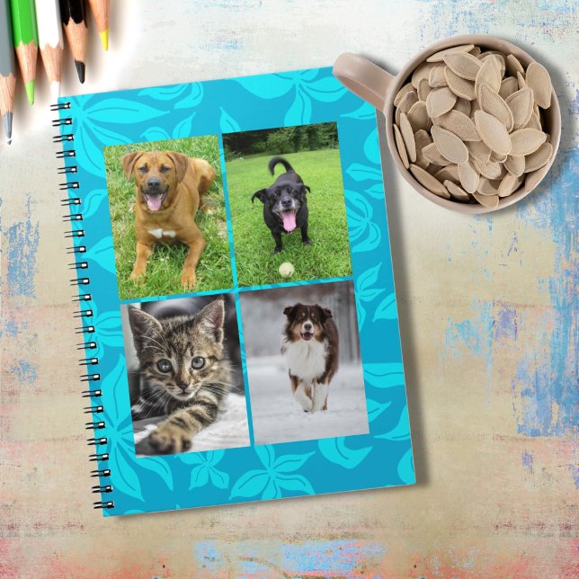 School Four Photo Blue Flowers Classroom Notizblock (Von Creator hochgeladen)