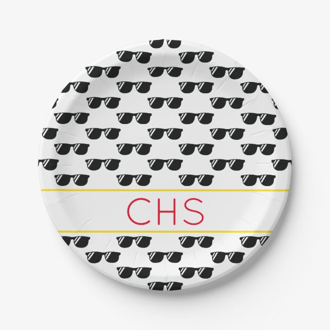 School INITIALS Sonnenbrille Grad Spaß Cool Pappteller (Vorderseite)
