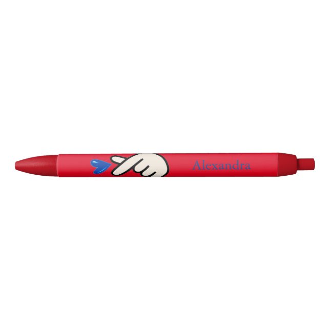 School Korean Kpop Red Blue Hand Heart Kugelschreiber (Vorderseite)