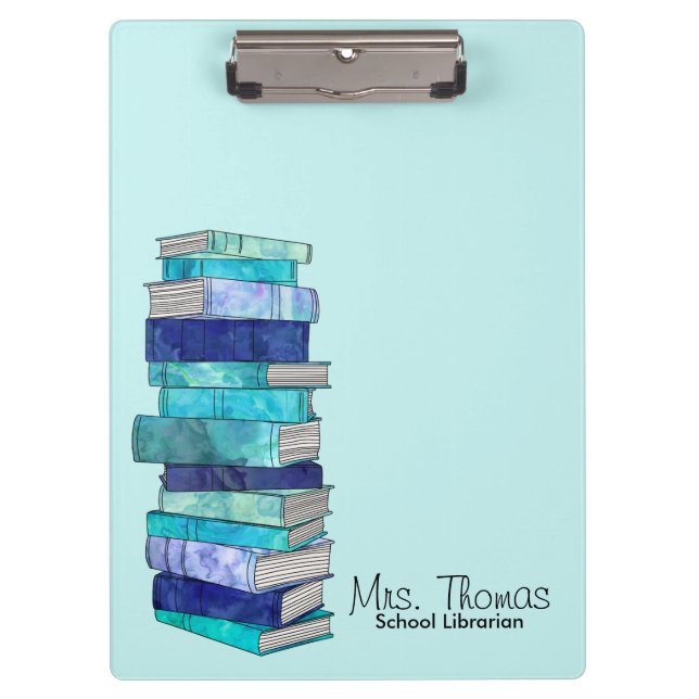 School Librarian Personalisiert Clipboard (blau) Klemmbrett (Vorderseite)