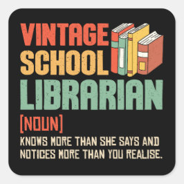 School Librarian Pronunciation Funny Quadratischer Aufkleber
