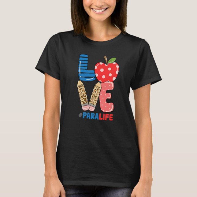School Love Pencil Apple  Para Life T-Shirt (Vorderseite)