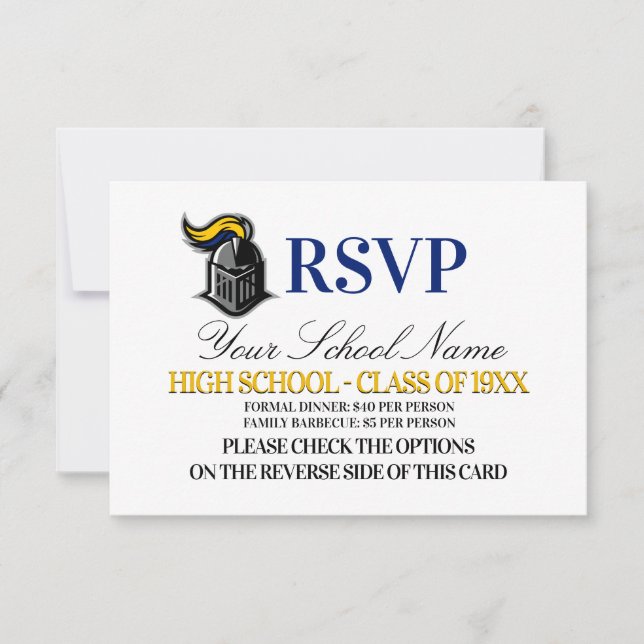 School Mascot Class Wiedersehen RSVP Karte (Vorderseite)