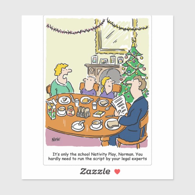 School Nativplay Script Legal Karo Cartoon Aufkleber (Blatt)