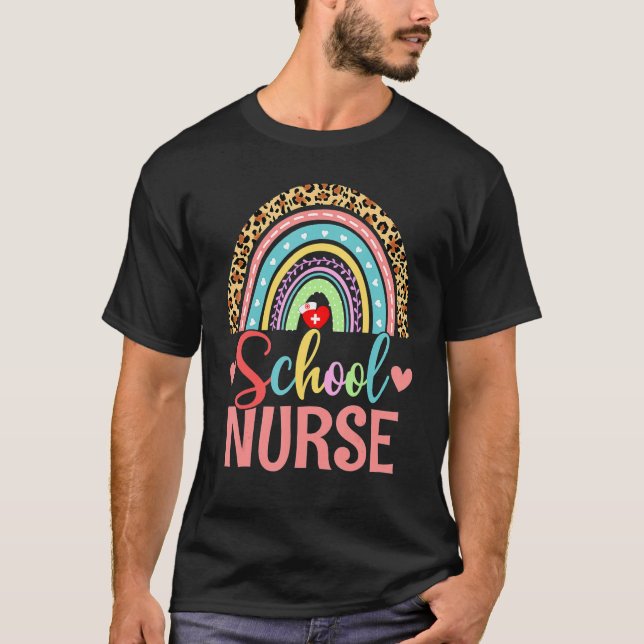 School Nurse Boho Rainbow Leopard Nurse Week 2022  T-Shirt (Vorderseite)