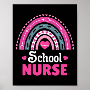 School Nurse Boho Rainbow Poster