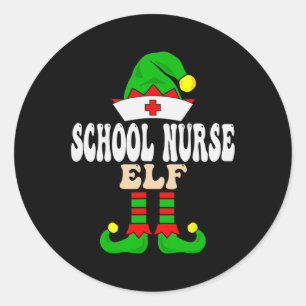 School Nurse Elf Xmas Matching Family Group Christ Runder Aufkleber