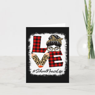 School Nurse Liebe Messy Bun Leopard Buffalo Karte