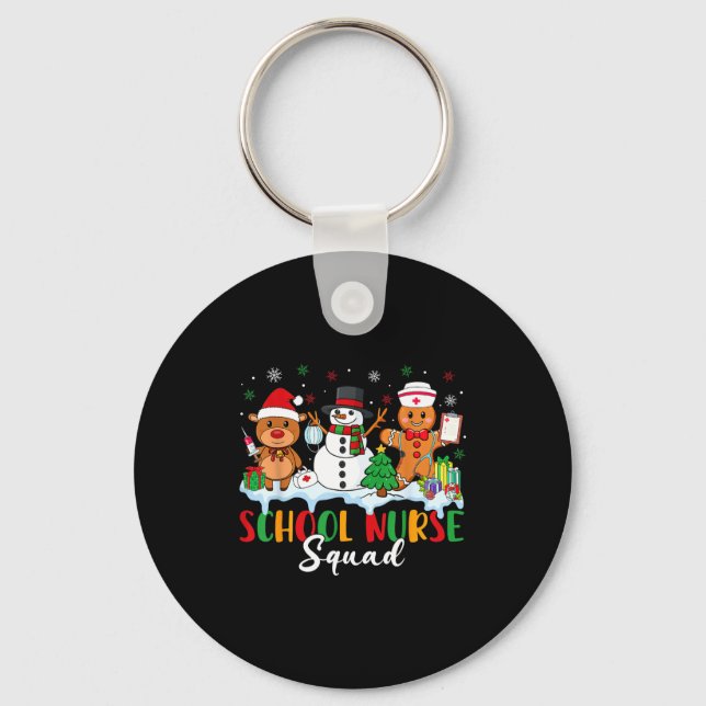 School Nurse Squad Reindeer Snowman Gingerbread Ch Schlüsselanhänger (Vorderseite)