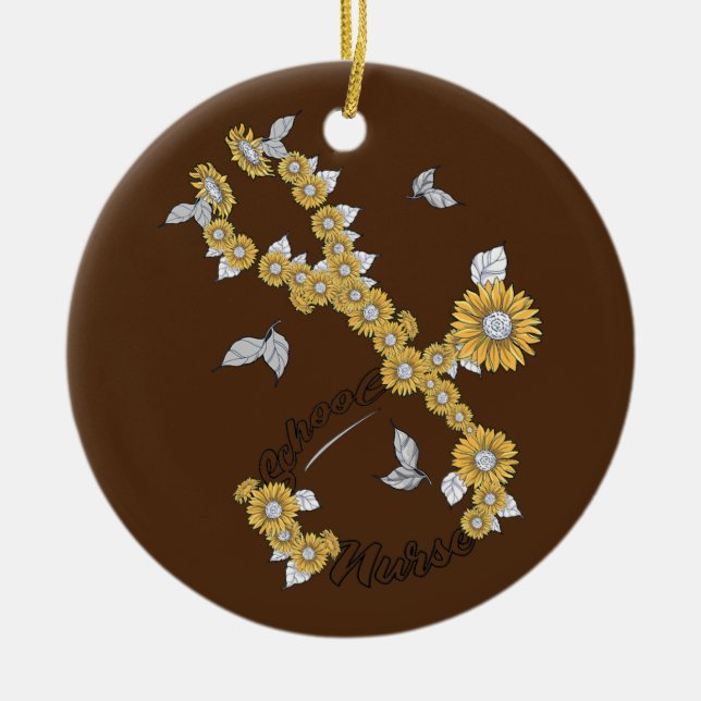 School Nurse Stethoscope Sunblumen Keramik Ornament (Vorne)
