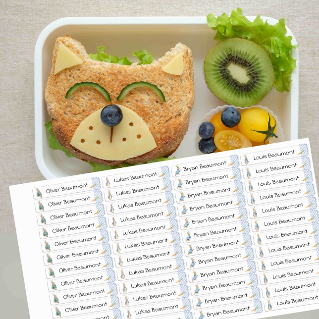 School Peter Rabbit Rectangle Waterproof Label  Etiketten (kids lunch box labels)