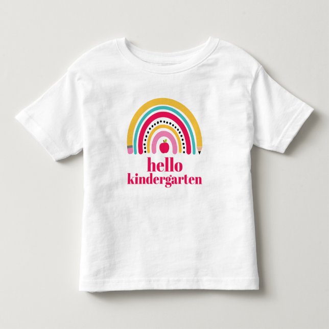 School Rainbow Personalisiert Name zurück zur Schu Kleinkind T-shirt (Vorderseite)