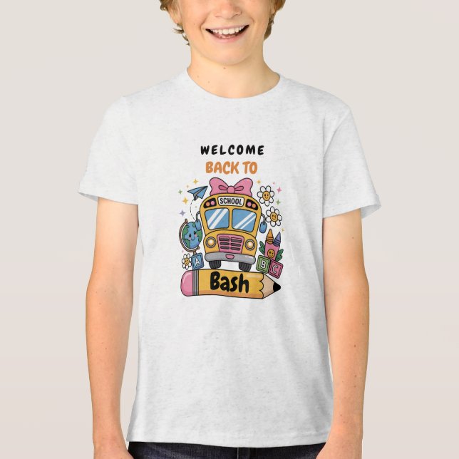 School’s Back Bash! Editable End of Summer Party  Tri-Blend Shirt (Vorderseite)