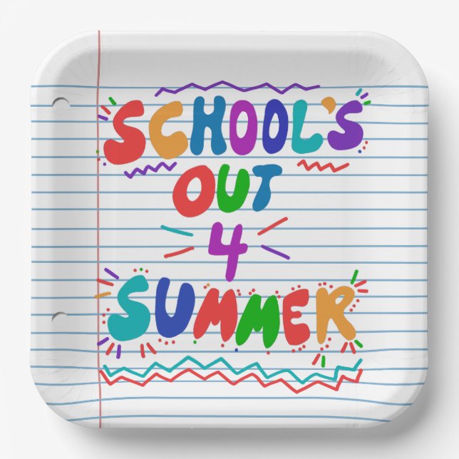 School’s Out Loose Leaf Paper Invitation Pappteller (Vorderseite)