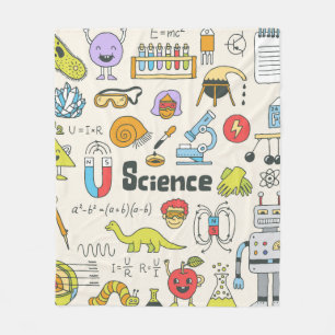 School science doodle set 1. Hand drawn vintage il Fleecedecke