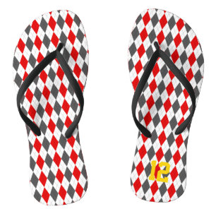 School Spirit Raute Sports Player NUMMER Spaß Flip Flops