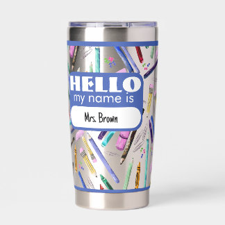 School supplies pattern thermobecher